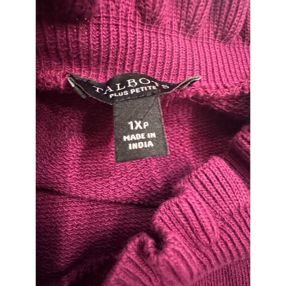 Talbots Plus Petite Long Sleeve Ruffle Knit Dress Plum Purple Sz 1XP - Picture 4 of 5